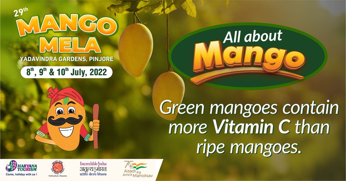 horticulturehry's tweet photo. 8,9व्10 जुलाई2022को पिंजौर,हरियाणा में 29वां #mangomela आयोजित किया जा रहा है-#allaboutmango #MangoFestival #haryanafestival #kingoffruits #folkmusic #folkdance #food #fun #haryanatourism #Horticulture #mangoseason @cmohry @JPDALALBJP @sumitamisra @DiprHaryana @arjunhry https://t.co/N9kp22vd5D