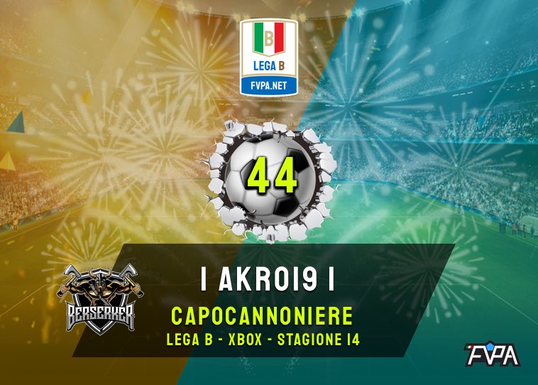 [𝙓𝘽𝙊𝙓] 𝘾𝙖𝙥𝙤𝙘𝙖𝙣𝙣𝙤𝙣𝙞𝙚𝙧𝙚 ⚽️ 𝙡𝙚𝙜𝙖 🅱️

👤 #IAKRO19I 
𝙏𝙚𝙖𝙢: #FCBerserker
📊 ➡️ fvpa.net/players/3980