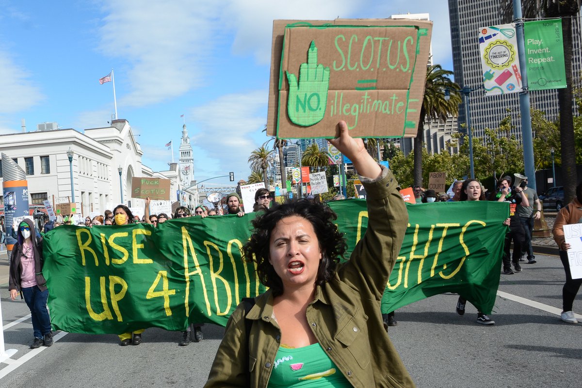 ProtestPix's tweet image. About 500 march in #RiseUp4AbortionRights protest in San Francisco on July 4. When women are not free, no one is free.