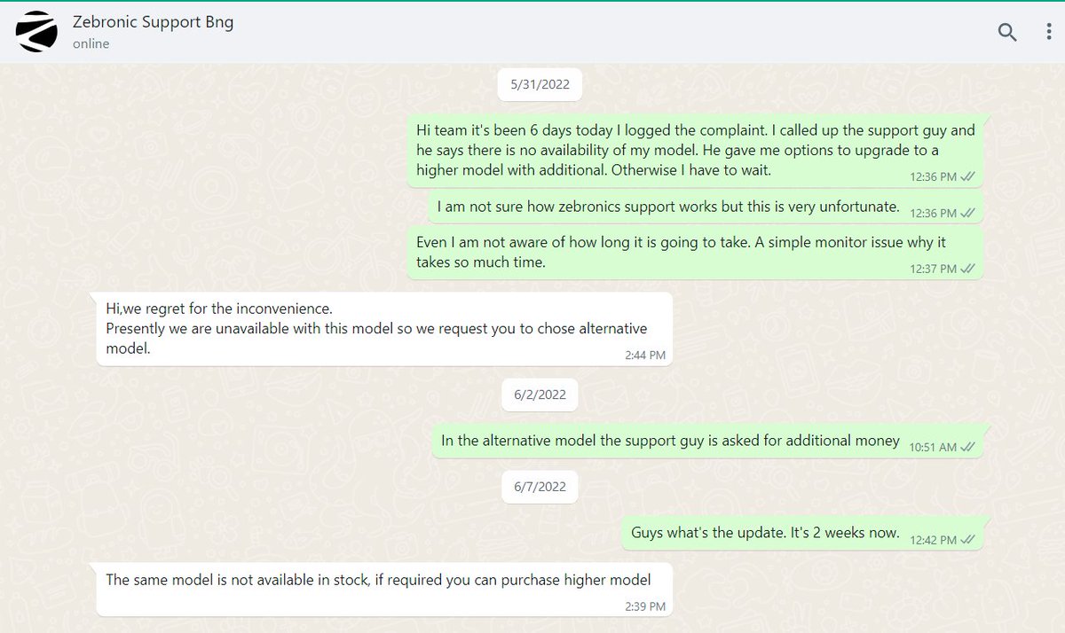 debajmecrm's tweet photo. @zebronics now support guy not picking call. More than a month. no fix. continuous harassment. U sell a model u can't support and then ask customer to buy a higher model. Utterly nonsense and pathetic. have a look.

pissed off with this and waited enough https://t.co/pAIqfq1yFx