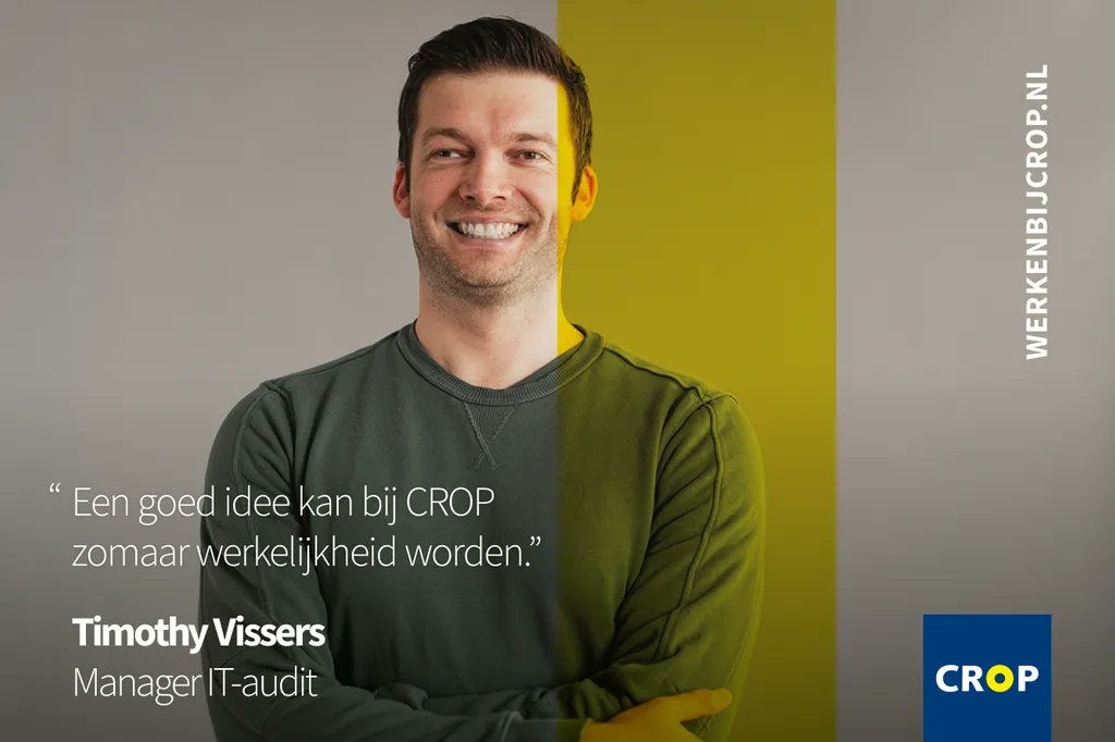 Een goed idee kan bij CROP zomaar een product, dienst of servicelijn worden. Daar is Timothy Vissers het levende bewijs van. Jaren geleden kwam hij bij CROP binnen als assistent accountant en nu is hij Manager IT-audit. Lees meer: buff.ly/3adDOR0 #demensenmakencrop