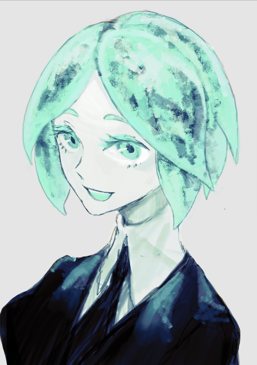 phosphophyllite solo gem uniform (houseki no kuni) 1other androgynous short hair necktie smile  illustration images