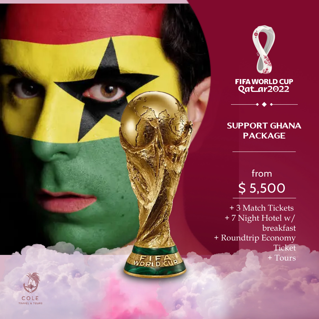 ctt_global's tweet photo. Get this 8 day package that allows you to see Ghana vs Portugal plus two additional match tickets to see any team of your choice, starting from an all inclusive price of $5500.
Dates: 20-27 Nov 2022

Ready? Book now.
#FifaWorldCup2022 #Qatar2022 https://t.co/VSPjuoxkdR
