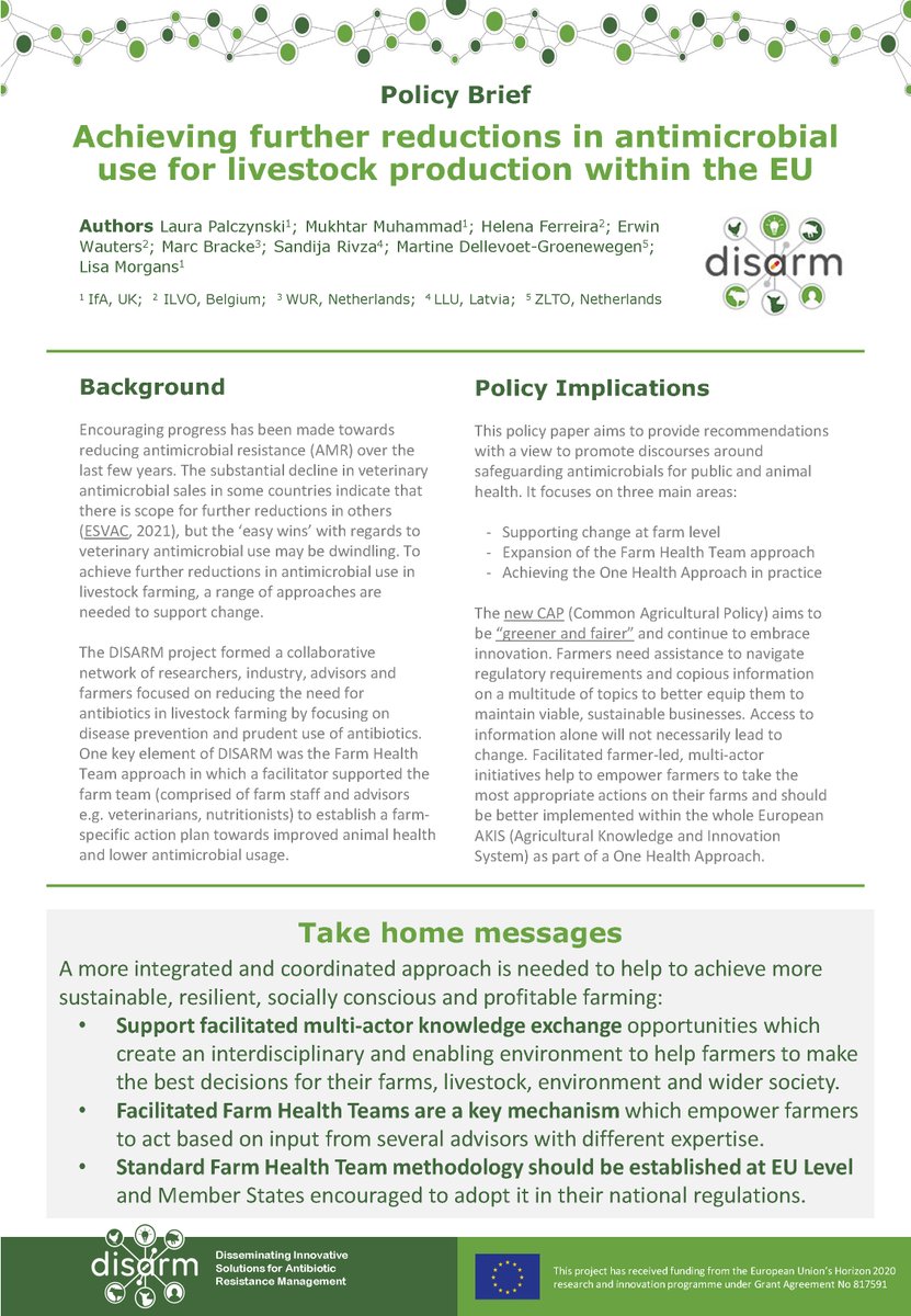 ProjectDisarm's tweet image. DISARM #policy recommendations for #multi-actor #KnowledgeExchange to empower farmers to make the best decisions for their farms, environment and wider society.

ow.ly/aOv750JMkr2

#agriculture @HorizonEU @EU_Commission @EIPAGRI_SP @COPACOGECA @WautersErwin @LisaMorgansVet