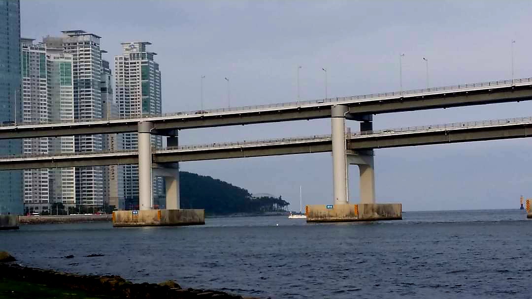 다이아몬드브릿지 광안대교 야경!
수변공원에서 바라보는 교량과 해운대 고층이파트 풍경이 아름답고 이국적이기도 하다. 📷