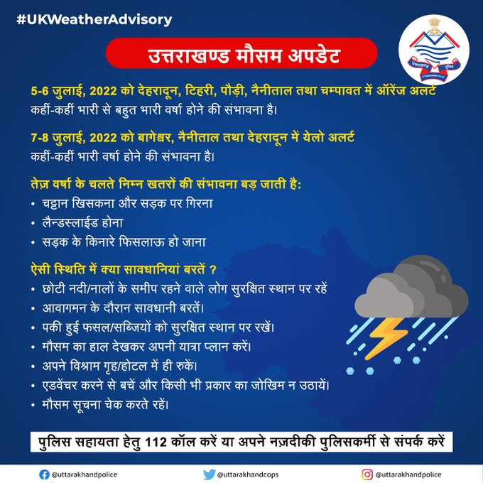 ANI UP/Uttarakhand on Twitter "Uttarakhand Orange Alert issued for