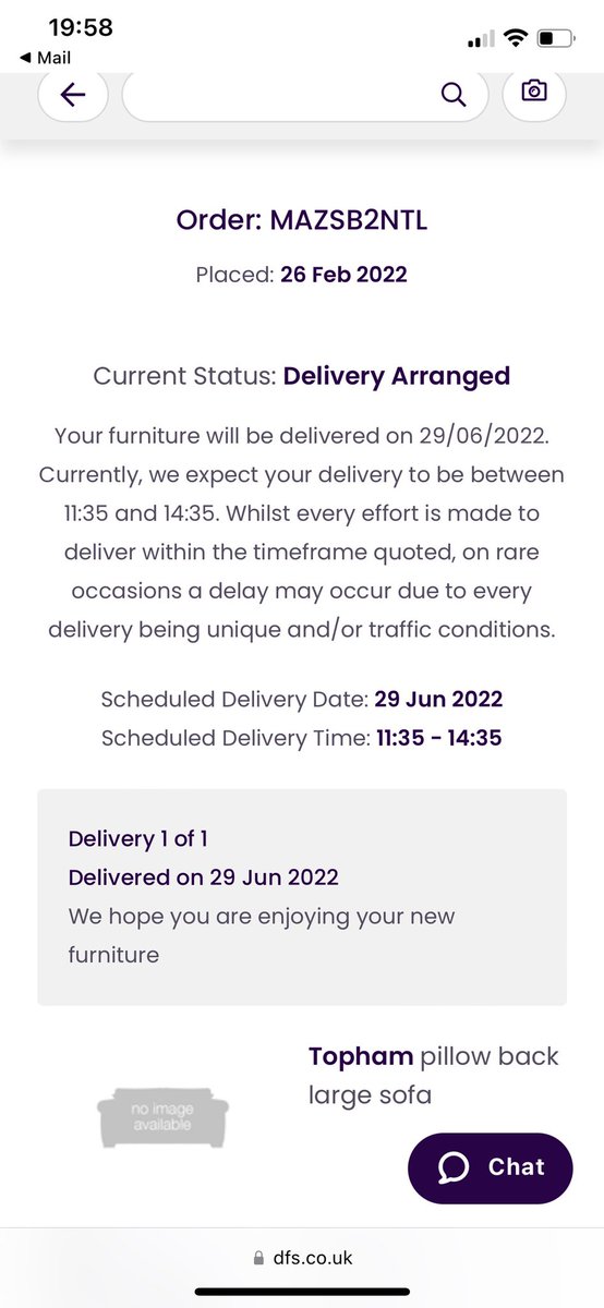This is confirmation of <a href="/DFS/">DFS</a> actually booking me a time slot and now claiming my sofa isn’t even made…
How can you not be rectifying your mistake. The order was made in feb and now stating August delivery 🤬 current update… still sitting on the floor. <a href="/DFSCare/">DFS Customer Care</a>