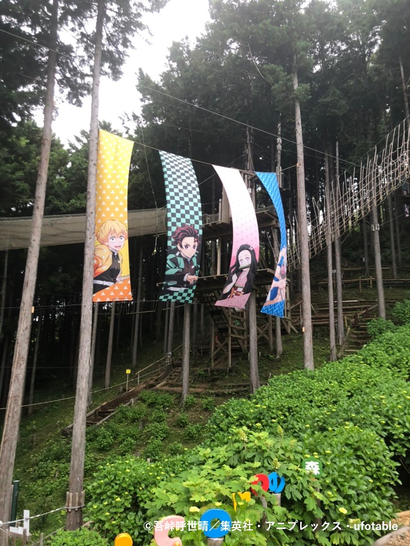 FA_kimetsu's tweet photo. ／
📢三島スカイウォーク施設のご紹介
～試練の森「弐」森の樹上鍛錬実施施設～
＼

フォレストアドベンチャーの樹上(キャノピー)コースを『鬼滅の刃』仕様に装飾！

◆所要時間：50分間遊び放題
◆利用条件：身長110cm以上、体重110kg以下まで。

#フォレストアドベンチャー鬼滅の刃 https://t.co/fvNmSLhOZR