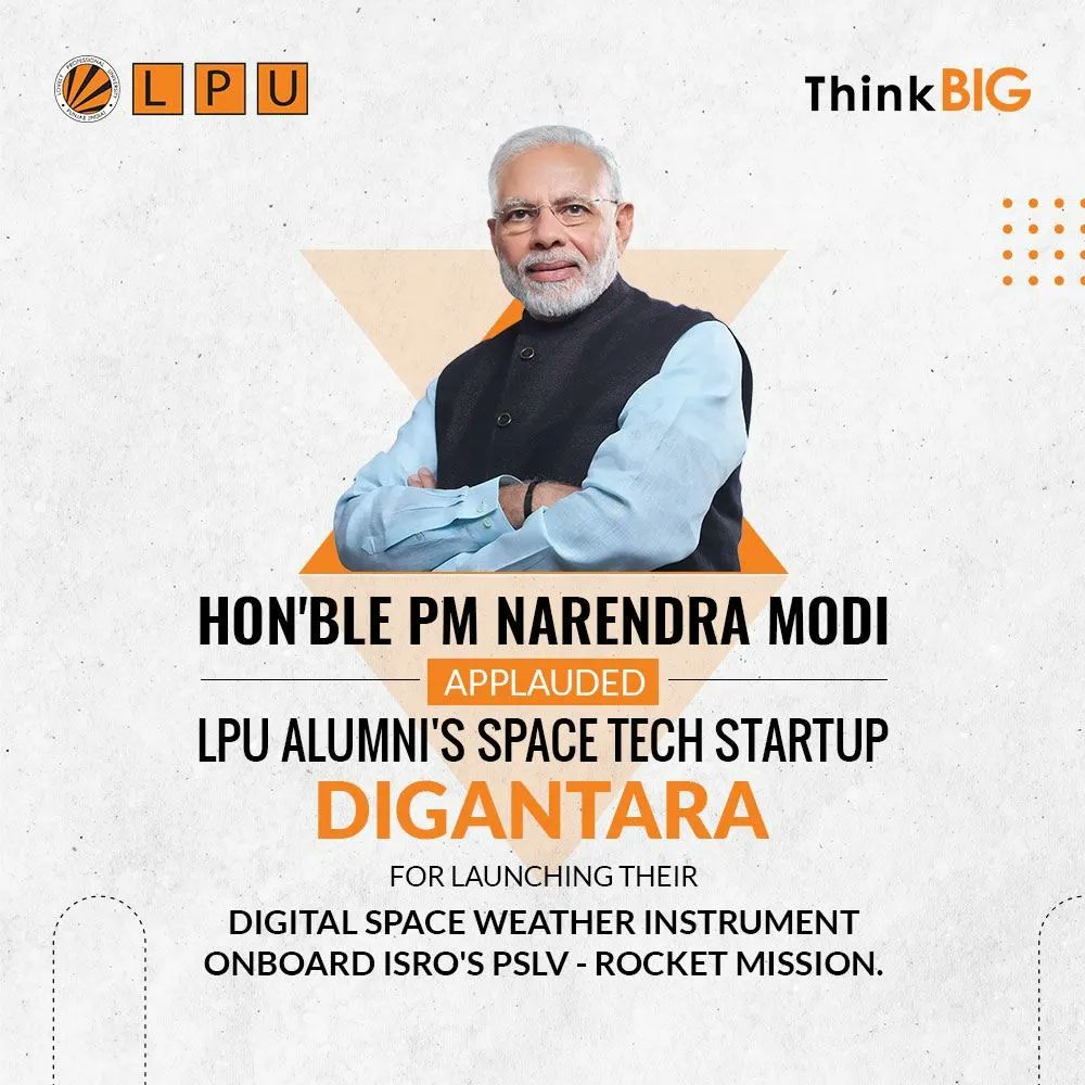 lpuuniversity's tweet image. Hon&apos;ble Prime Minister Shri @narendramodi applauded #LPU alumni Anirudh Sharma &amp;amp; his team&apos;s Space Tech Startup, &quot;#Digantara&quot; for launching their Digital Space Weather Instrument Onboard @isro&apos;s PSLV- Rocket Mission!

Congratulations to our Vertos on #AchievingBIG !

#LPUDiaries