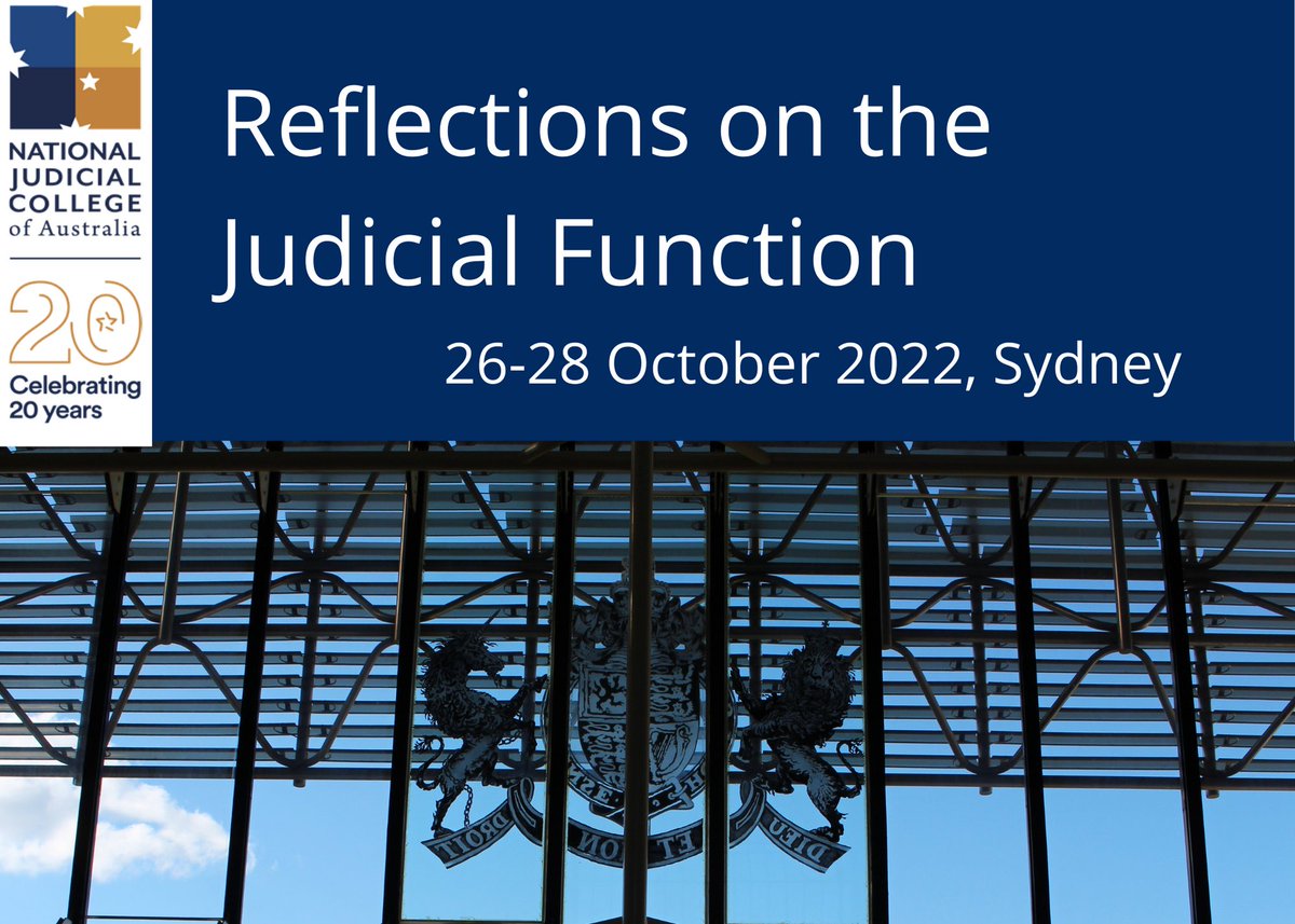 How should the judiciary respond to rapid social change? Join us at Reflections on the Judicial Function 26-28 October 2022, Sydney to explore this and other topics  njca.com.au/course/reflect…