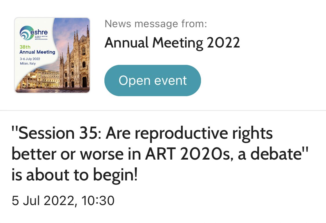 IsaTul's tweet photo. #ESHRE2022 official app is the most valuable assistant for planning your days!
Now waiting for #Session35 to start in Auditorium
@theESHRE5 @ESHRE https://t.co/pgxdPwrueQ