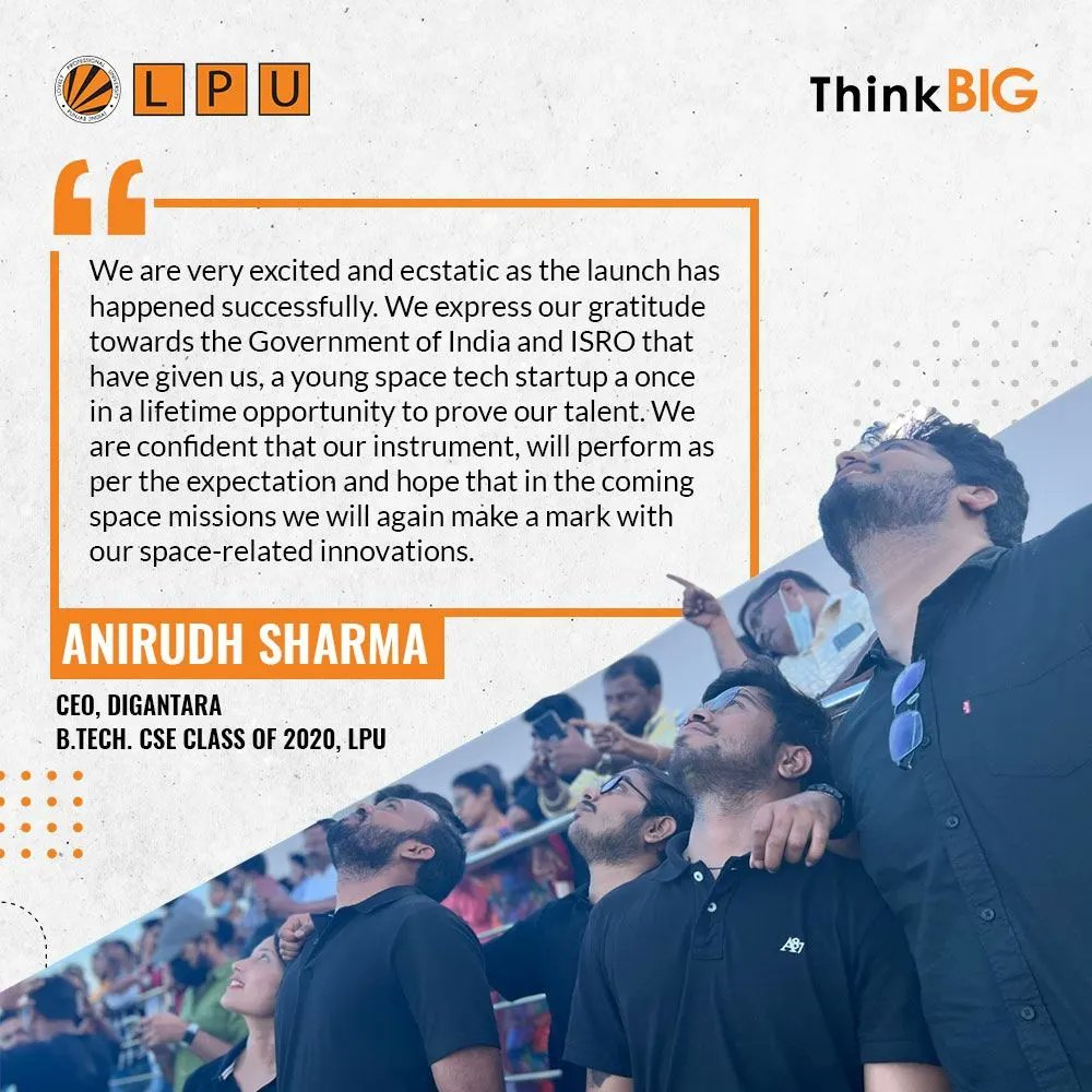lpuuniversity's tweet image. Hon&apos;ble Prime Minister Shri @narendramodi applauded #LPU alumni Anirudh Sharma &amp;amp; his team&apos;s Space Tech Startup, &quot;#Digantara&quot; for launching their Digital Space Weather Instrument Onboard @isro&apos;s PSLV- Rocket Mission!

Congratulations to our Vertos on #AchievingBIG !

#LPUDiaries