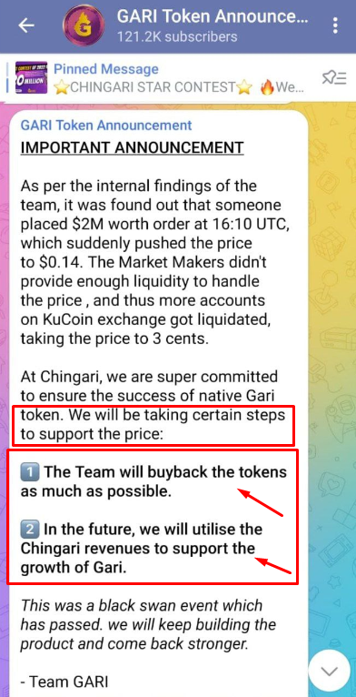 Moneygurudigi's tweet photo. #GARI Announcement before v/s after 🚨🚨
Earlier they Announce Buy back of gari as much as possible for support after some time they edited the post what a Dhoka  🤣🤣 

#GARISCAM #GARI #chingari #Crypto #SalmanKhan https://t.co/WF8ujktZSK