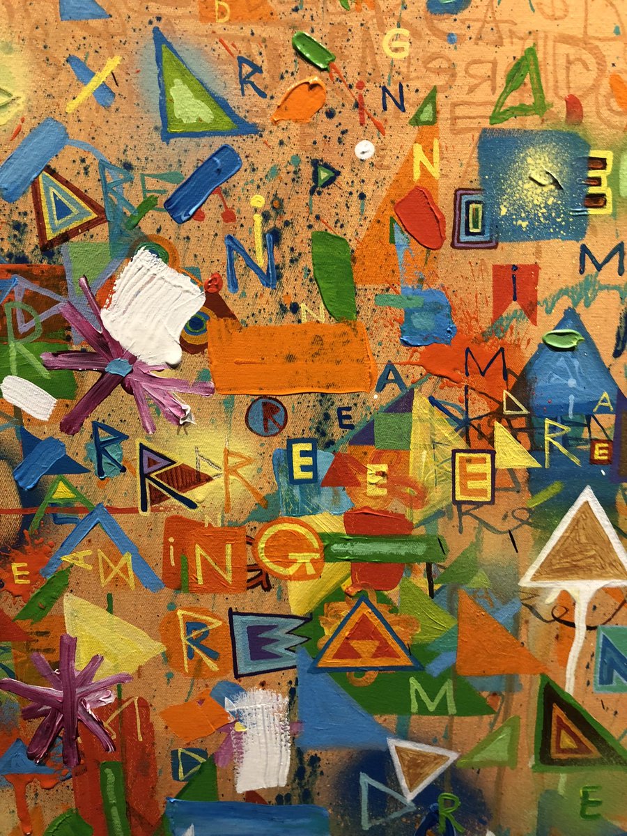 rsg's tweet photo. Here’s another self-portrait of his that I feel incredibly honored to own. The detail is unbelievable

It’s entirely composed of the word “dreaming”, in increasingly abstract style down the canvas https://t.co/No9Cl0eEss