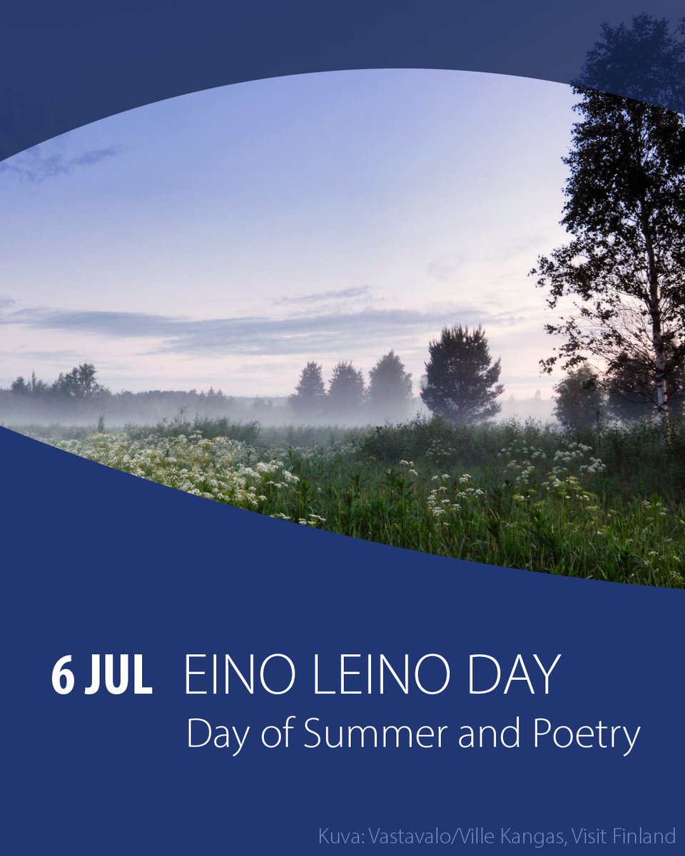 In Finland, 6 July is the Day of Summer and Poetry. 🇫🇮🌞🌿

Flags fly on the birthday of Finnish poet Eino Leino (1878−1926), who wrote about nature, love and despair in his poems.