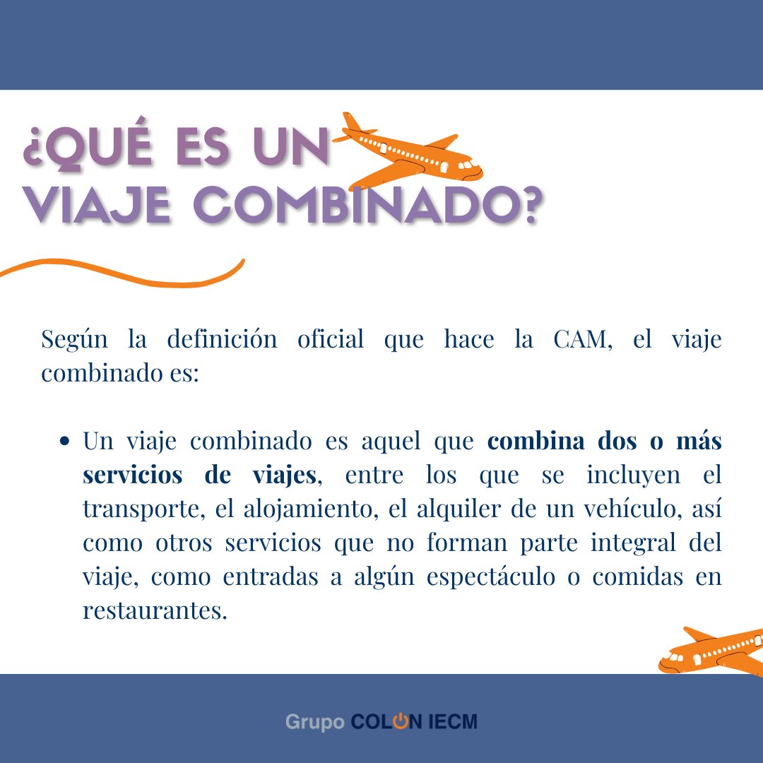 ¿Sabías en que consistían los viajes combinados?😏

Hoy te lo explicamos en profundidad basándonos en la definición que difunde la Comunidad de Madrid👆

¿Sueles escoger esta opción a la hora de programar tus escapadas?👀

#GrupoColon #Turismo