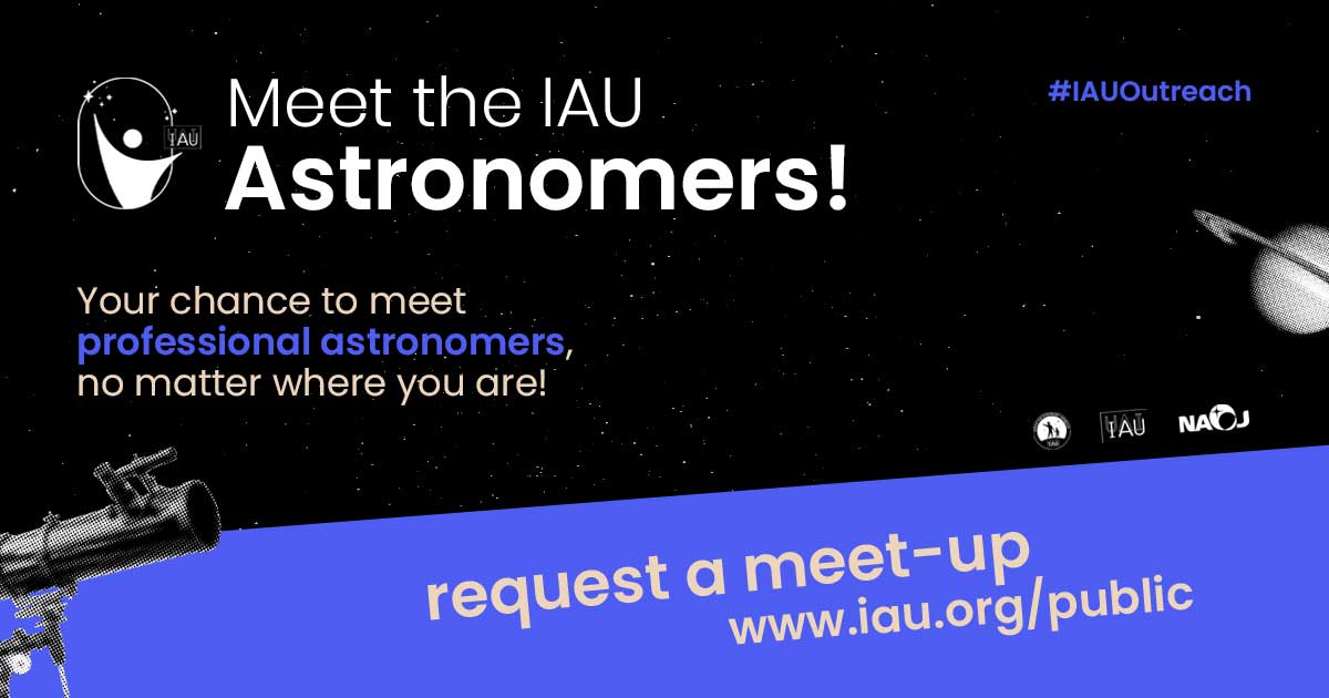 Amateur astronomers, informal educators, and teachers! We have opened applications for our Meet the IAU Astronomers! 2022 programme - your chance to meet an IAU Astronomer, no matter where you are! 👉  ow.ly/ePe450JObR5
#IAUoutreach

Read more about the programme here: