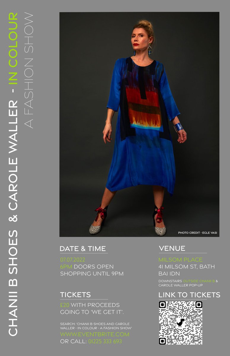 #Bath based independent brands <a href="/chaniibshoes/">Chanii B Shoes</a> and @carolewaller are hosting a fashion show, selling shoes, clothing and scarves, on the night of Friday 8th and Saturday 9th July from 11 – 4pm in <a href="/MilsomPlace/">Milsom Place</a> in support of the charity 'We Get It'. 

ow.ly/QTzq50JOgRq