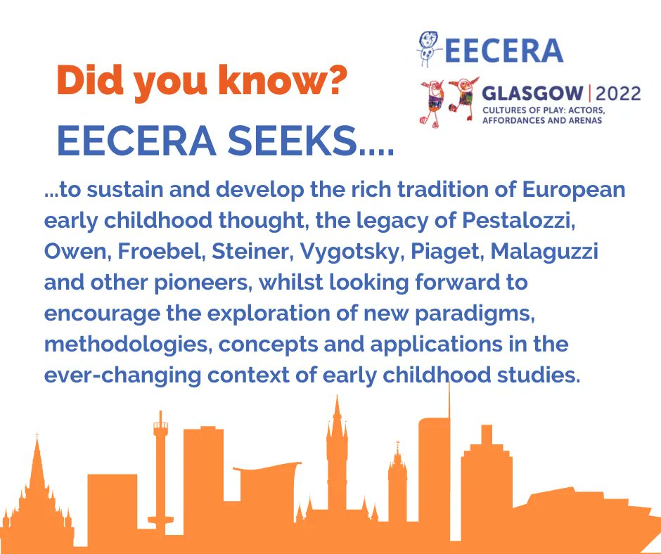 eecera's tweet photo. If you'd like to join EECERA in this quest, come and meet us at #EECERA2022 at the University of Strathclyde, Glasgow. 
https://t.co/67gNpV1bhH
#EarlyChildhood 
#EarlyEducation 
@UniStrathclyde 
#Froebel 
#Piaget 
#Steiner
#Pestalozzi
#Vygotsky
#Malaguzzi 
#Owen 
#Montessori https://t.co/bV5wiYbEwc