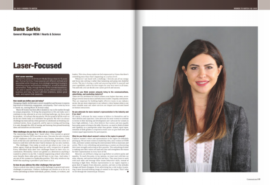 HeartsScienceAE's tweet photo. Our GM of @HeartsScienceAE MENA, Dana Sarkis, has been featured in @CommunicateME's 'Women to Watch 2022' issue. "My role is always to challenge my team &amp; my client partners to collaborate on breaking conventional norms." Read more in her interview here
https://t.co/P5XdRUCMZP https://t.co/vsEJD3X1Gm