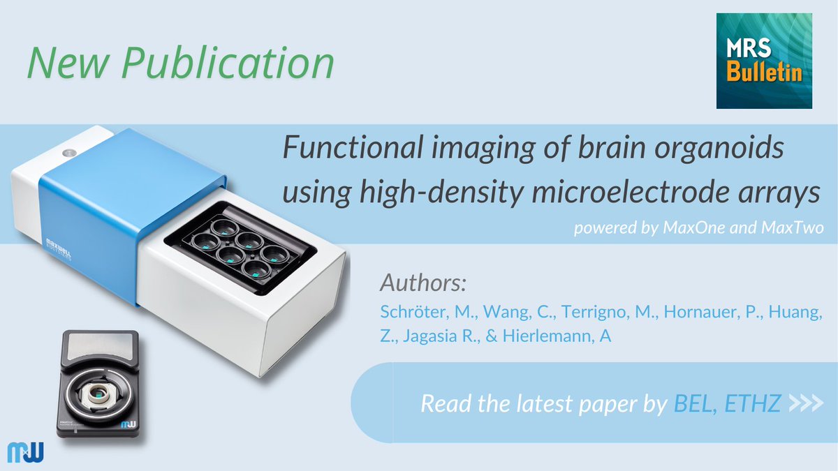 mxwbio's tweet photo. Congrats to @bel_ethz & all the authors on their new publication in @MRSBulletin. The paper showcases a methodology to help with the understanding of developing #neuronalnetworks in #brainorganoids using HD-MEAs powered by our systems #MaxOne & #MaxTwo📖>> https://t.co/8V2AuX0ENo https://t.co/h31RkUanBK