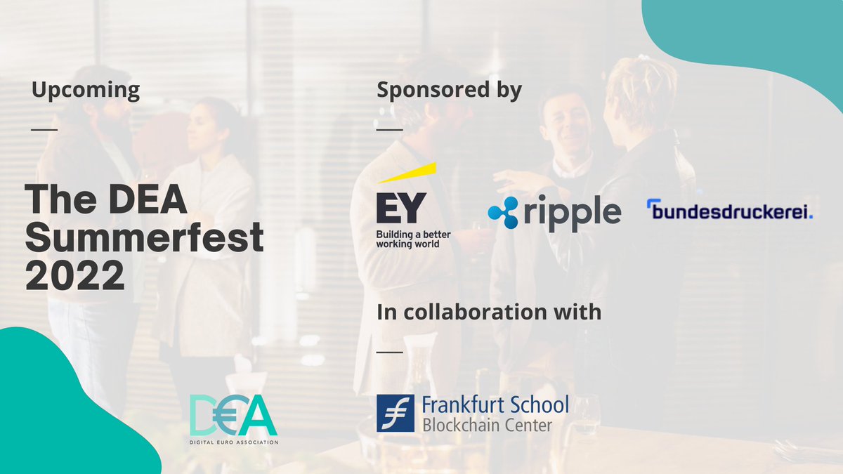 DigiEuro's tweet photo. Next week, we our hosting our first of many DEA summerfests, generously sponsored by @EYnews, @Ripple and Bundesdruckerei and set up in collaboration with @fsblockchain. 

We express our thanks to our sponsors who are decisively contributing to the success of the summerfest! https://t.co/FvDWlt3Yl1