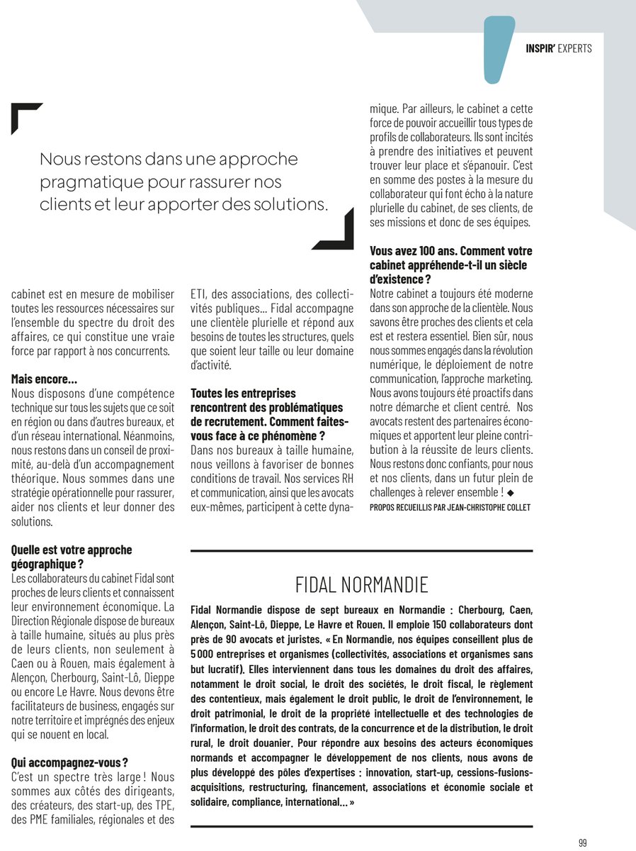 📬 Retrouvez l'interview de Bastien Masson, directeur régional #Fidal #Normandie qui vient de paraitre dans les pages Inspir'Experts du Hors-Série du #MEDEF #Paris Spécial Normandie 2022 ⤵️

#avocat #avocats #cabinetdavocats #droitdesaffaires