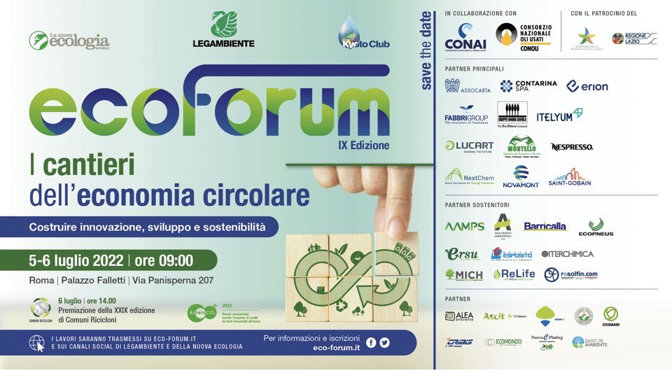 Adesso sui canali di <a href="/Legambiente/">Legambiente</a> <a href="/Kyoto_Club/">Kyoto Club</a> <a href="/Lanuovaecologia/">La Nuova Ecologia</a> l’#ecoforum 
#economiacircolare #innovazione #ambiente 
@GiorgioZampetti <a href="/RossellaMuroni/">Rossella Muroni</a> <a href="/erealacci/">Ermete Realacci</a>