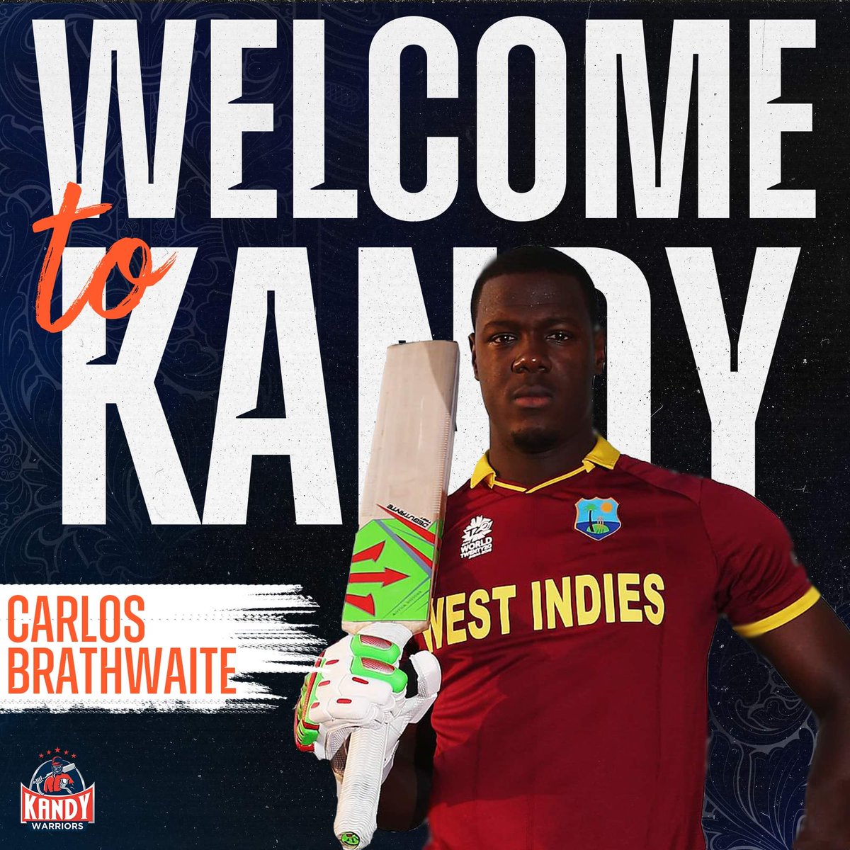 KandyLPL's tweet photo. Remember the name! @CRBrathwaite26 is our latest marquee signing. He will proudly don Kandy colours for the forthcoming LPL! 😍🔥

#KandyLPL #LPL2022 #PlayerDraft https://t.co/WsLUTOF791