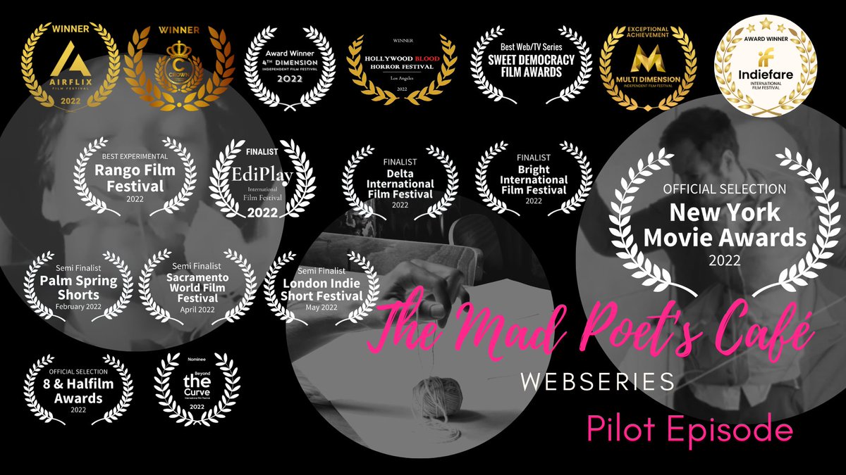 First Hollywood, now New York!The Mad Poet's Cafe Pilot episode was just selected by New York Movie Awards (instagram.com/newyorkmovieaw…) via FilmFreeway.com! #FilmTwitter #SURREALISM 
Our crowdfunding campaign is going live soon - DM me or @Rebecca_Dilg for early access!