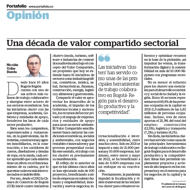 NicolasUribe's tweet photo. Los invito a leer hoy en @portafolioco sobre el esfuerzo de la @camaracomerbog para sacar adelante agendas sectoriales para miles de negocios en nuestra ciudad y región: 

#ClusterCCB #SoyEmpresario
https://t.co/SqqOjClP3E https://t.co/cC4zCKFtnF