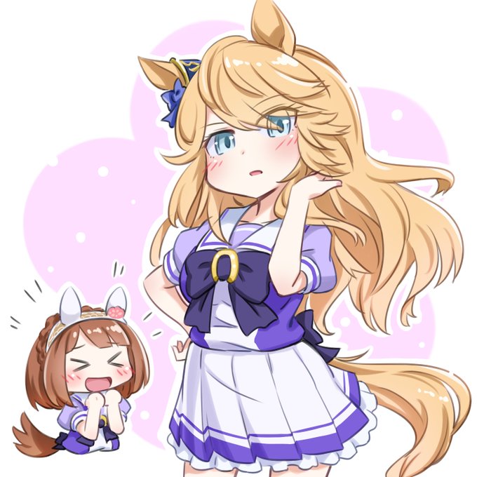 デフォルメ練習でシチーとユキノ描けました #ウマ娘 
