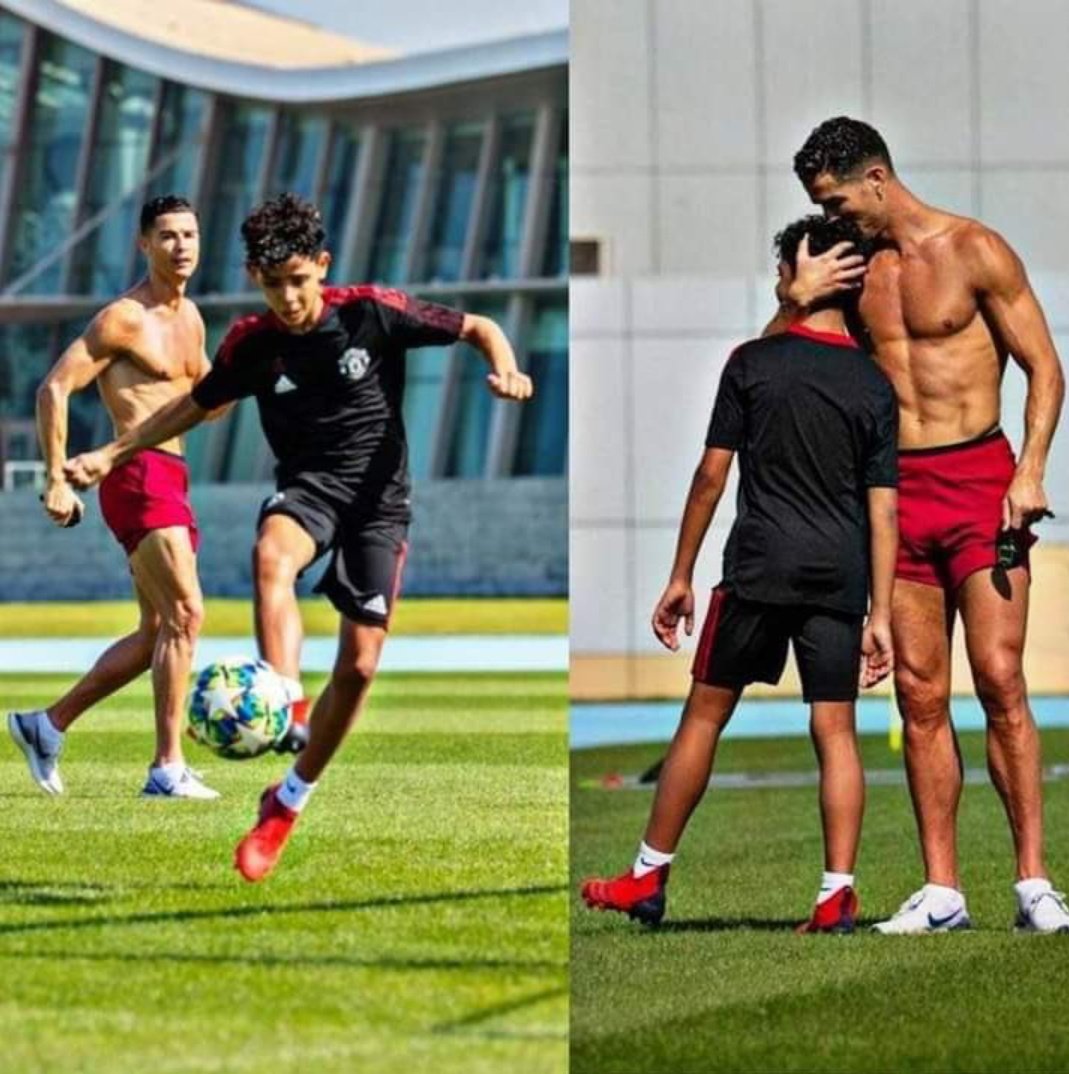 Lavozgalactica's tweet photo. 🗣️ Cristiano Ronaldo: “Mi hijo me dice: Papá, aguanta unos años más, quiero llegar a jugar contigo." https://t.co/5URdIxhrGM