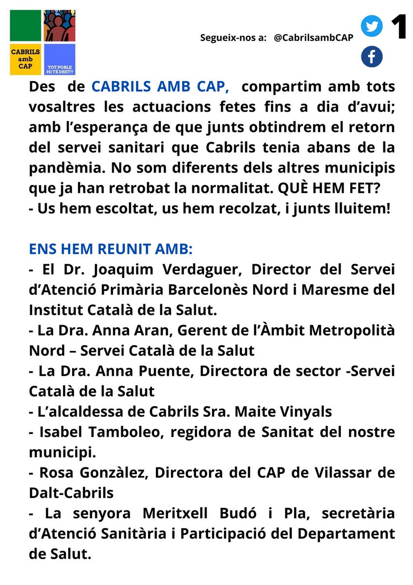 Cabrils amb CAP tweet media