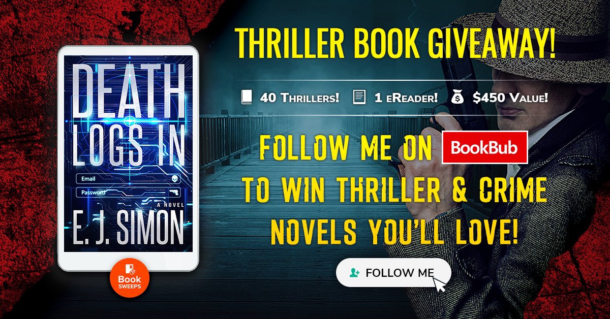 JimEJSimon's tweet photo. Win free thrillers! #BookBub #deathlogsin #TuesdayBookBlog #tuesdayvibe https://t.co/HCv5zm5zRH