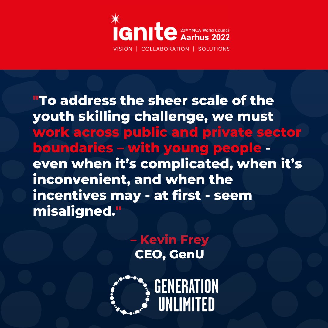 GenUnlimited_'s tweet photo. "It is critically important that we do not get stuck 'admiring the problem'." 

At the @WorldYMCA #YMCAIgnite2022 panel on meaningful work, GenU's @KevinJWFrey calls for collective action to bend the arc of the future in favour of young people. https://t.co/T9jc69mIlt