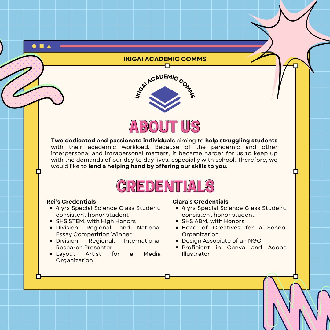 ikigaiacadcomms's tweet photo. In need of academic support? 🤔 Worry no more because we got you! ✊✨
Here at Ikigai ✍️, we will assure that you get high quality works with one of the lowest prices out there! 🤍
#academiccommissions
#AcademicCommissionsPH
#acadcomms https://t.co/IUbO2AHSjp
