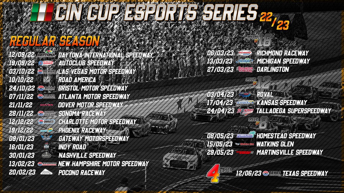 #BreakingNews
In anteprima per voi il calendario della prossima stagione CIN, che dal prossimo anno si chiamerà " CIN Cup eSports Series"