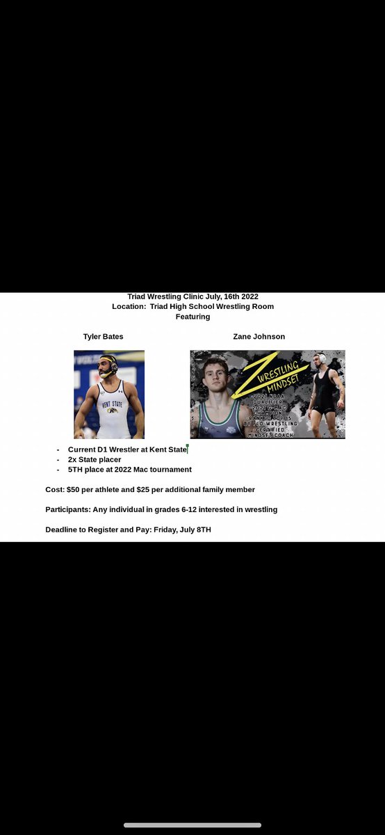 WrestlingTriad's tweet photo. Tyler and Zane are ready for the clinic July 16th are you? Make sure to register, only a couple days left!

https://t.co/R8GyrQ2dXd https://t.co/6HyCnSVE3S