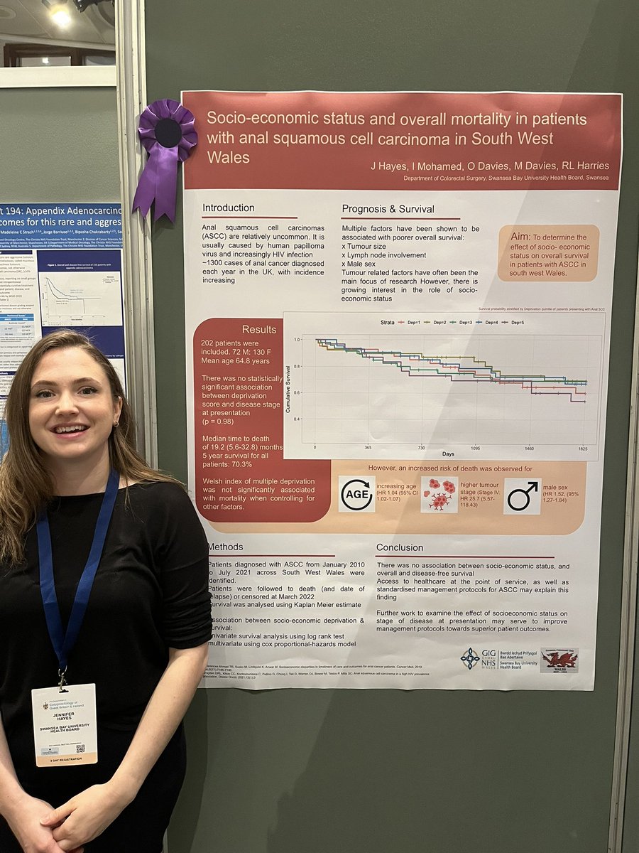 Rhiannon Harries (@rhiharries) on Twitter photo Congratulations to our Core Trainee Jenny Hayes being awarded a Rosette for poster presentation at #ACPGBI2022 on our #TeamSwansea <a href="/SwanseabayNHS/">Swansea Bay NHS</a> <a href="/SwanseaCRECT/">Swansea Colorectal</a> work on anal cancer mortality and socio-economic status 👏🏻 Congratulations to our Core Trainee Jenny Hayes being awarded a Rosette for poster presentation at #ACPGBI2022 on our #TeamSwansea <a href="/SwanseabayNHS/">Swansea Bay NHS</a> <a href="/SwanseaCRECT/">Swansea Colorectal</a> work on anal cancer mortality and socio-economic status 👏🏻