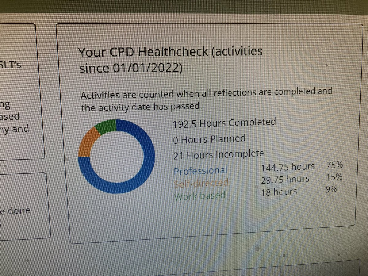 A pretty busy 6 months of #CPD for #RCSLT competencies. All done now and sent off for checking. #mySLTday
