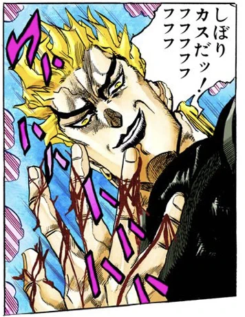 だがそんなDIOは、承太郎によって破れる。
敗因はたったひとつだった。
「怒らせた」である。
DIOからすれば、「無駄な」しぼりかすと化した、承太郎の祖父ジョセフの亡骸を冒涜したことが、敗因であった。 