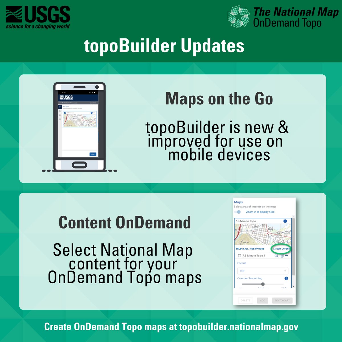USGS's tweet photo. We're glad you've been getting some good use out of topoBuilder! Thanks for your feedback too--we've been hard at work applying some of that feedback. We have some updates now, so check it out! https://t.co/5HOQAVBWtt #topomap #mapping https://t.co/ieY2XPcEXD