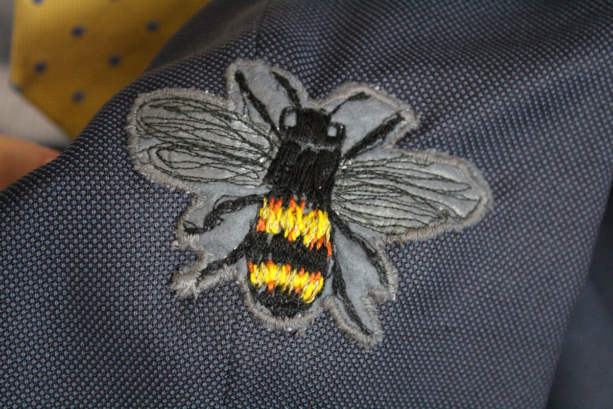 BablakeCharity's tweet photo. Dr Smith needed his jacket to be rescued when he wore a hole in the elbow. He recruited @BKHSBablake @BKHSBablakePrep pupils Keyaan and Ella to do some #upcycling with guidance from #Textiles teacher Miss Goody. The stitching looks great and @britishbee is receiving a donation! https://t.co/5HJ3egA3l4