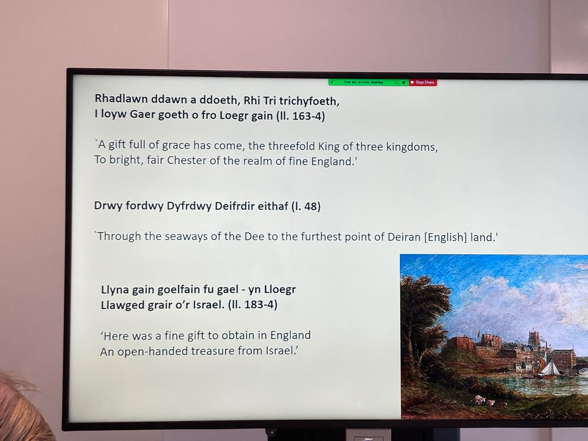 DrAdamChapman's tweet photo. Yet Gruffudd ap Maredudd was keen to deploy the geography of Chester (as Catherine McKenna notes). @CathAMClarke notes that the story of the coming of the roof by sea can be seen as a parallel to Exodus and possibly as a metaphor of deliverance? #s527 https://t.co/yvG3jbfNA5