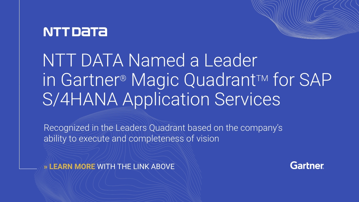 Heute hat <a href="/Gartner_inc/">Gartner</a> #NTTDATA als Leader in seinem Magic Quadrant Report 2022 für <a href="/SAP/">SAP</a> S/4HANA Application Services ausgezeichnet! Mehr dazu in der Pressemitteilung 👉 bit.ly/3R3TZky