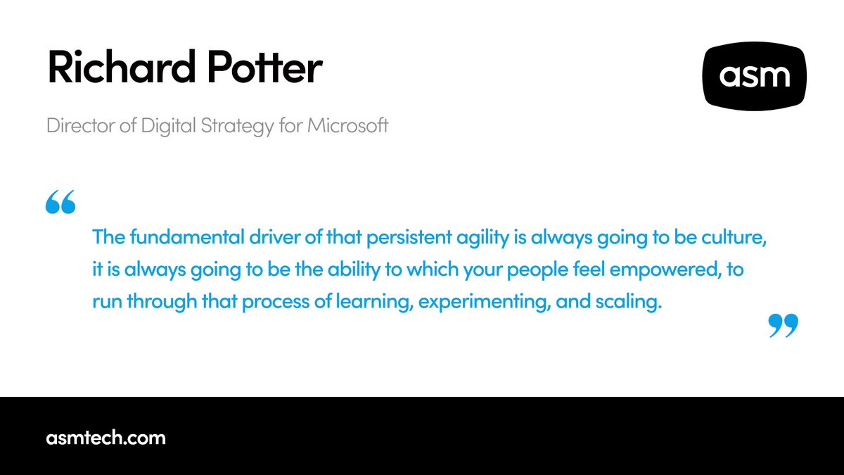 ASMTechnologies's tweet image. Throughout series 2 of #ASMConnected, we sat down with business leaders and discussed the difference between global enterprises and small businesses in their attitudes towards #agility and how technology can help businesses to be more agile.

#EnterpriseAgilityMonth #Culture
