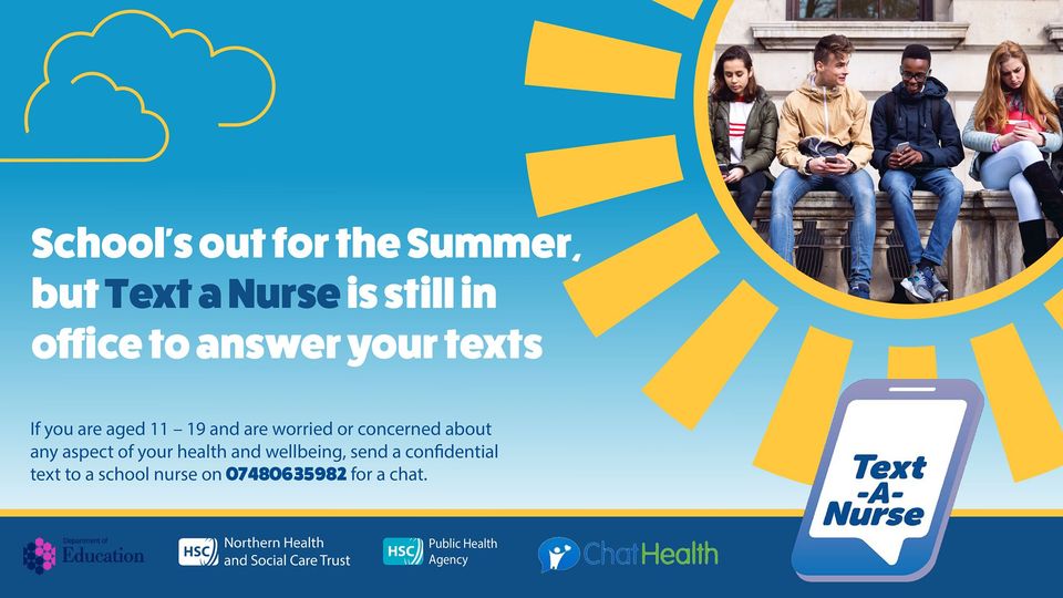 Are you worried about moving to high school in September? 😟 Schools finished but our School Nurses are here all summer to listen and offer support 😎 📱Send a text anytime to 07480635982 #Text a Nurse #chathealth @publichealthni @Ed_Authority @Education_NI