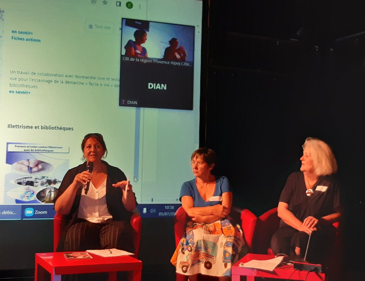 COdeNormandie's tweet photo. Rencontre "Les Chemins de la langue : Comment favoriser l'apprentissage de la langue par les pratiques culturelles et artistiques ?" en ce moment à Marseille. Le CRI Normandie intervient pour illustrer les actions menées en lien avec les médiathèques. #illettrisme #docenstock https://t.co/99miz3BCYI