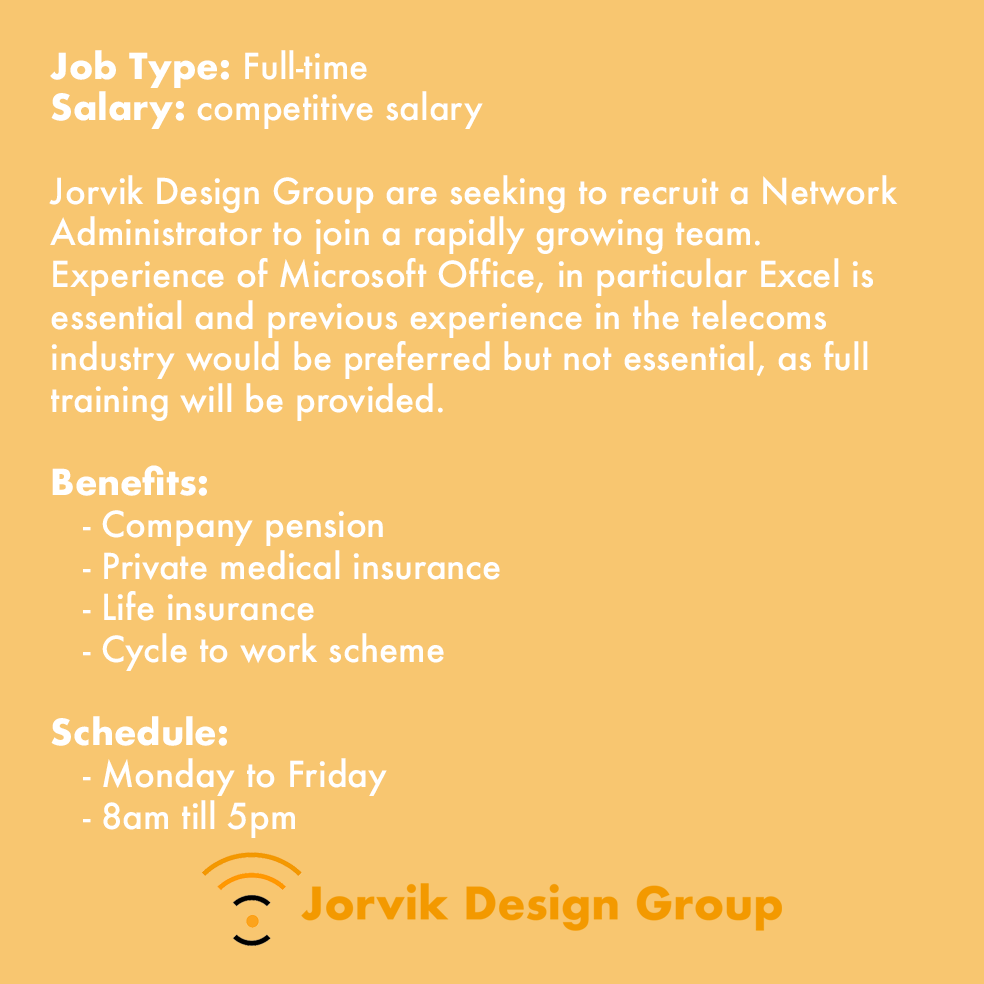 GroupJorvik's tweet photo. We are looking for somebody to join our team as a Admin team.
If you are interested in the role then send your CV to info@jorvikdesigngroup.co.uk or afaulkner@jorvikdesigngroup.co.uk
#NewJob #NetworkAdministrator #Administrator
#JorvikDesignGroup https://t.co/NPNEROsV4W
